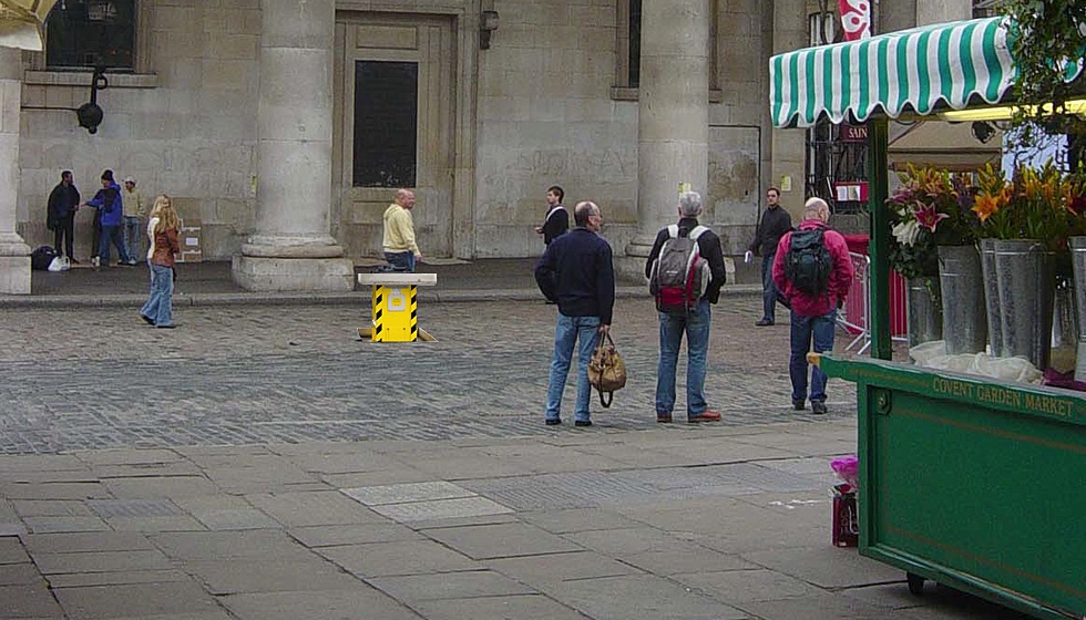 A pop up, retractable service unit installed at London’s Covent Garden, where it allows outdoor events to be staged as and when required.